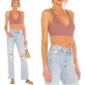 Free people intimately Knit Crop Top size XS Here all‎ day Mauve
